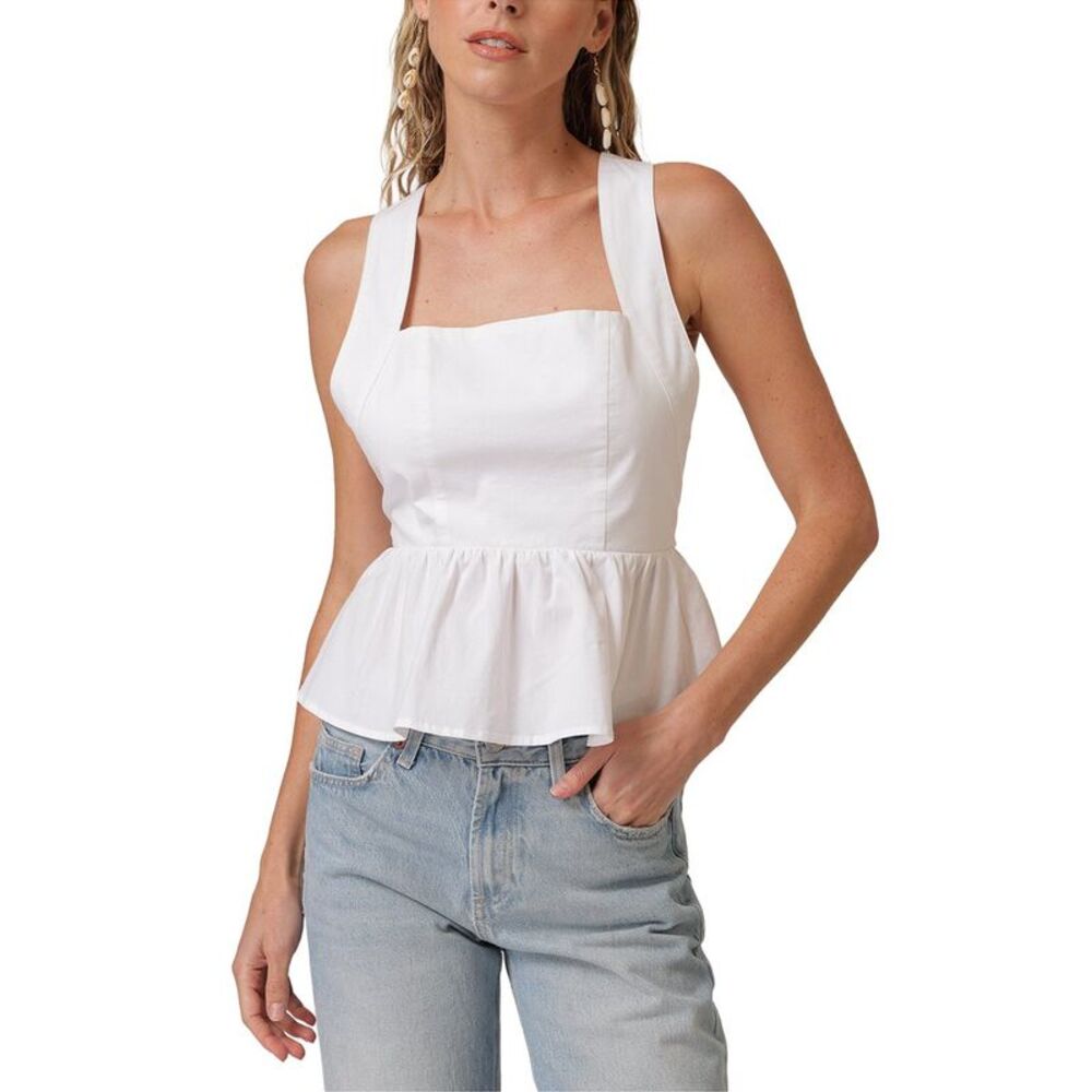 Line & Dot Womens  Essie Peplum Top, White